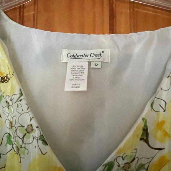 Coldwater Creek Short Sleeve Yellow Floral Embellished Dress 12 - Picture 3 of 8